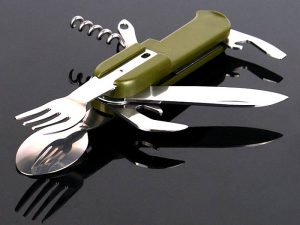 Туристический раскладной нож с вилкой и ложкой фото