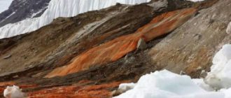 Кровавый водопад в Антарктиде. Водопад ледника Тейлора.